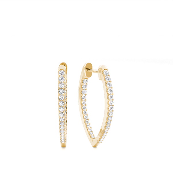 Micro Prong Setting Round Diamond Hoop Earrings