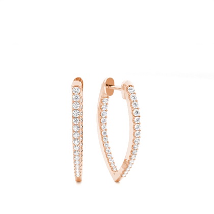 Micro Prong Setting Round Diamond Hoop Earrings