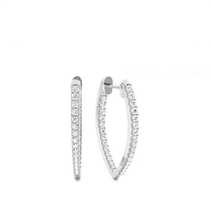 Micro Prong Setting Round Diamond Hoop Earrings