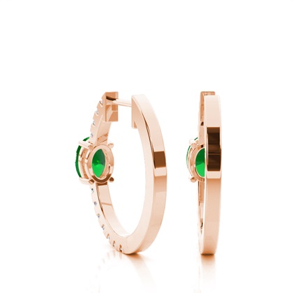 Zinkeneinstellung Oval Smaragd-Creolen