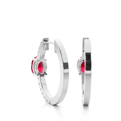 Zinkeneinstellung Oval Ruby Hoop Ohrring