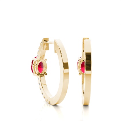 Zinkeneinstellung Oval Ruby Hoop Ohrring