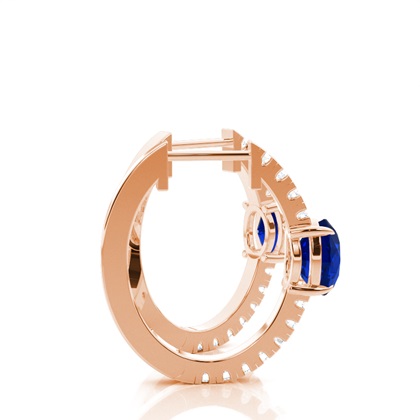 Zinkeneinstellung Oval blauer Saphir-Creolen