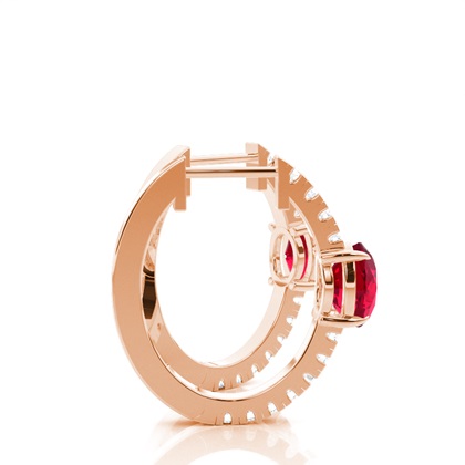 Zinkeneinstellung Oval Ruby Hoop Ohrring