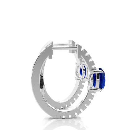 Zinkeneinstellung Oval blauer Saphir-Creolen