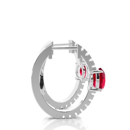 Zinkeneinstellung Oval Ruby Hoop Ohrring