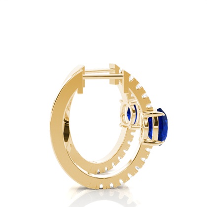 Zinkeneinstellung Oval blauer Saphir-Creolen