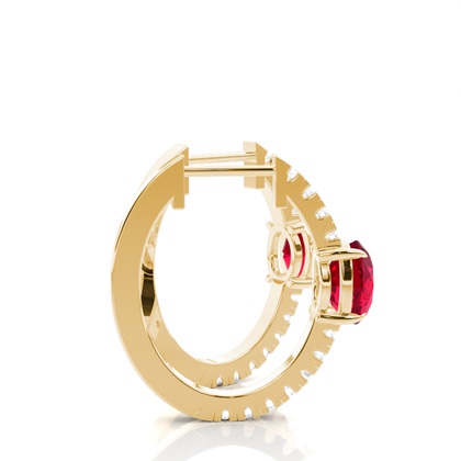 Zinkeneinstellung Oval Ruby Hoop Ohrring