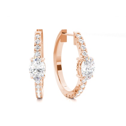 Rose Gold Diamond Hoop Diamond Earrings