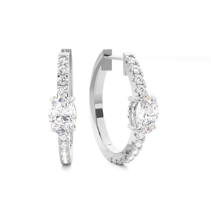 Prong Setting Diamond Hoop Earrings
