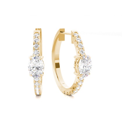 Yellow Gold Diamond Hoop Diamond Earrings