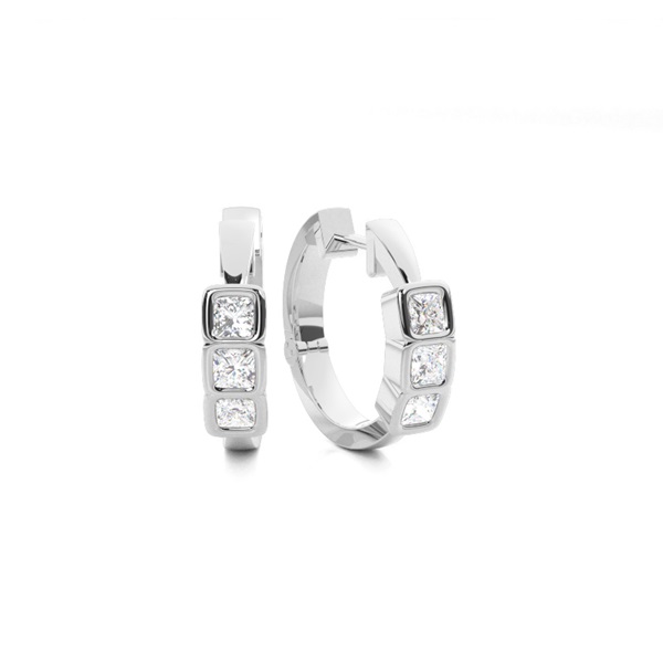 Bezel Setting Diamond Hoop Earrings