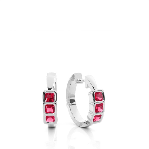 Bezel Setting Ruby Hoop Earring