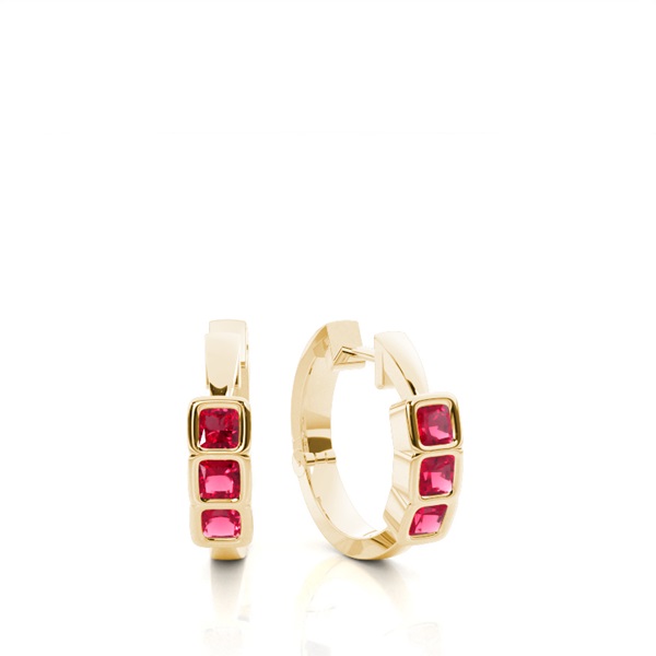 Bezel Setting Ruby Hoop Earring