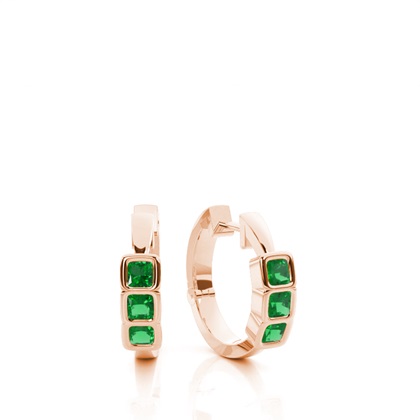 Rose Gold Emerald Diamond Earrings Diamond
