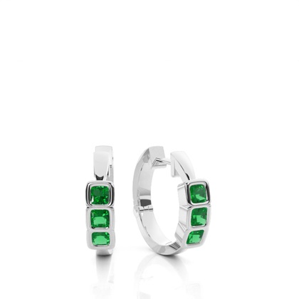 Bezel Setting Emerald Hoop Earring