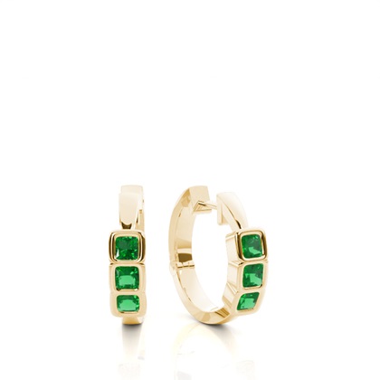 Yellow Gold Emerald Diamond Earrings Diamond