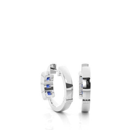 Blauer Saphir-Creolen-Ohrring in Lünette-Fassung