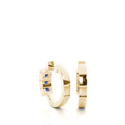 Blauer Saphir-Creolen-Ohrring in Lünette-Fassung