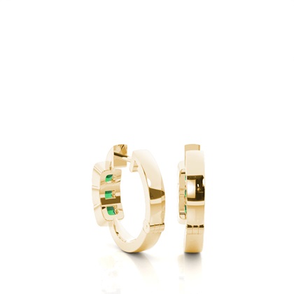 Lünette Fassung Smaragd Creolen-Ohrring