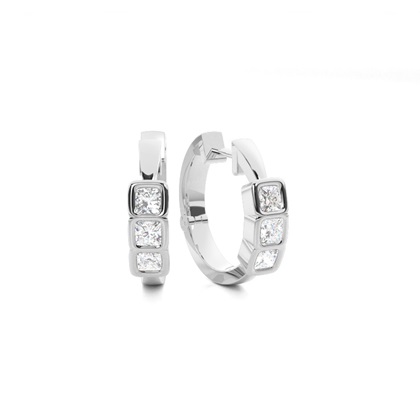 Princess Diamond Hoop Diamond Earrings