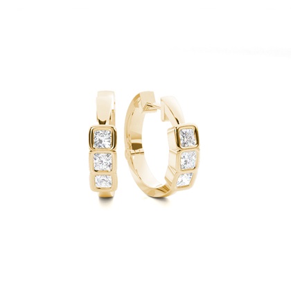 Yellow Gold Diamond Hoop Diamond Earrings