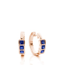 Bezel Setting Blue Sapphire Hoop Earring