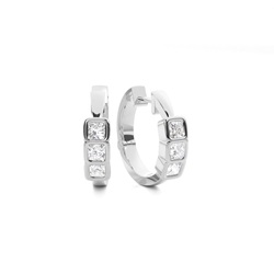 Bezel Setting Diamond Hoop Earrings