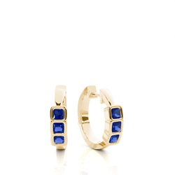 Bezel Setting Blue Sapphire Hoop Earring