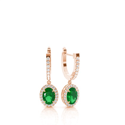 Rose Gold Emerald Diamond Earrings Diamond