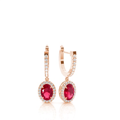 Rose Gold Ruby Earrings Diamond