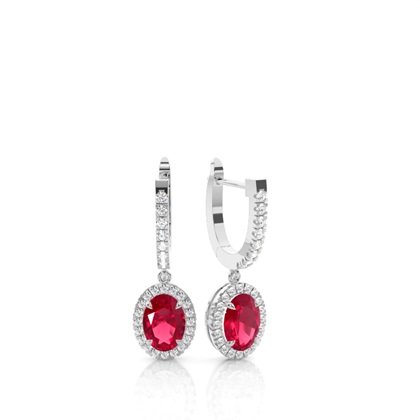 Oval Ruby Earrings Diamond