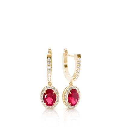 Yellow Gold Ruby Earrings Diamond