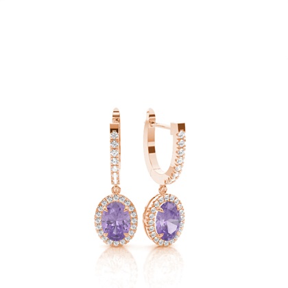 Prong Setting Amethyst Hoop Earrings