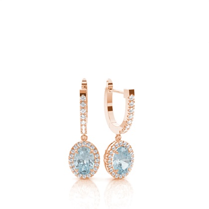Prong Setting Aquamarine Hoop Earrings