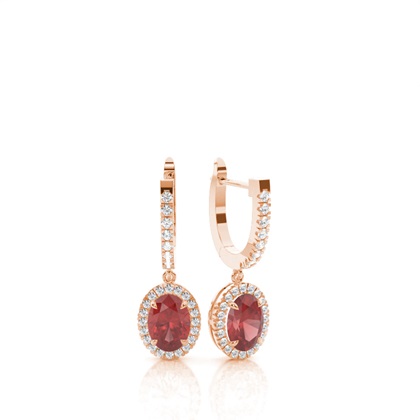 Prong Setting Garnet Hoop Earrings