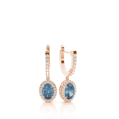 Prong Setting Blue Topaz Hoop Earrings