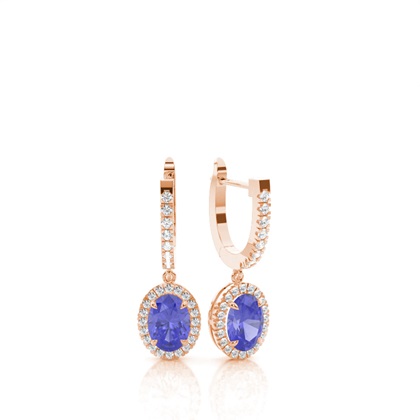 Prong Setting Tanzanite Hoop Earrings