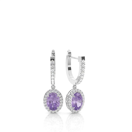 Prong Setting Amethyst Hoop Earrings