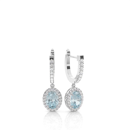 Prong Setting Aquamarine Hoop Earrings
