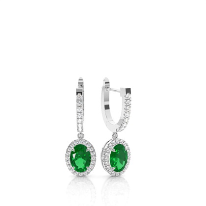 Prong Setting Emerald Hoop Earrings