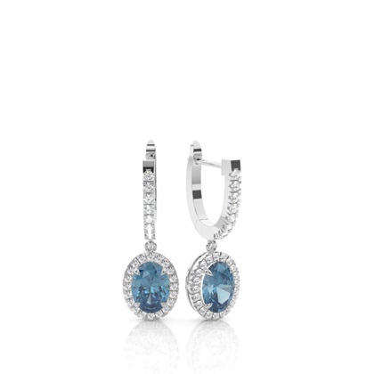 Prong Setting Blue Topaz Hoop Earrings