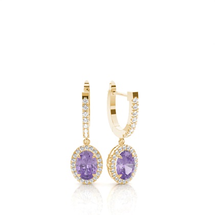 Prong Setting Amethyst Hoop Earrings