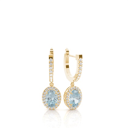 Prong Setting Aquamarine Hoop Earrings