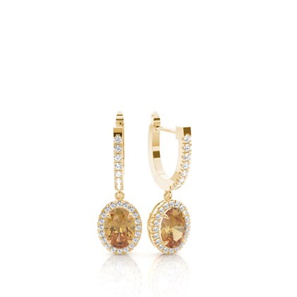 Prong Setting Citrine Hoop Earrings