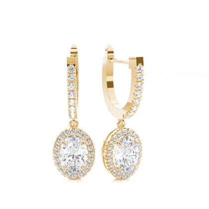 Yellow Gold Diamond Hoop Diamond Earrings