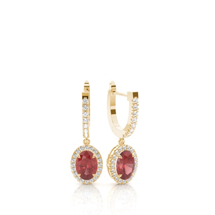 Prong Setting Garnet Hoop Earrings