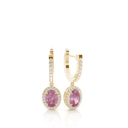 Prong Setting Pink Tourmaline Hoop Earrings