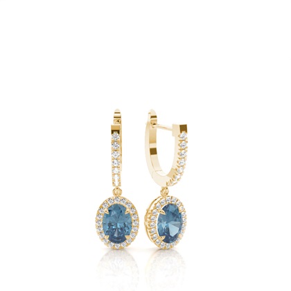 Prong Setting Blue Topaz Hoop Earrings
