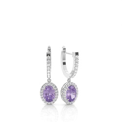 Prong Setting Amethyst Hoop Earrings
